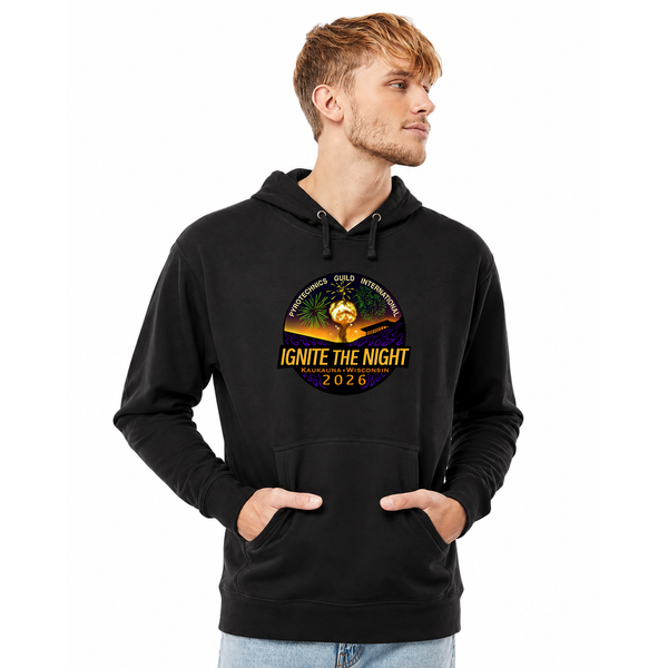 PGI IGNITE THE NIGHT 2026 Jumbo Design Embroidered Hoodie Black Front View