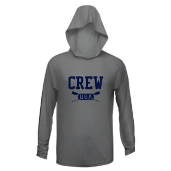 CREW USA Primary Logo UV Performance Hooded Pullover Heather Charcoal 