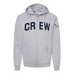 Crew Embroidered Full-Zip Hooded Sweatshirt Grey
