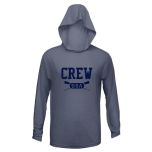 CREW USA Primary Logo UV Performance Hooded Pullover Heather Navy 